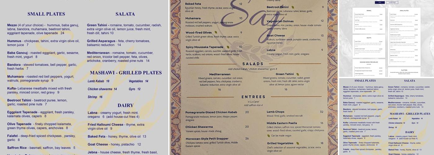 Saj Menu