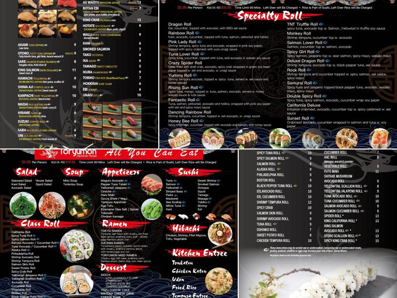 Toryumon Japanese House-Arlington Menu