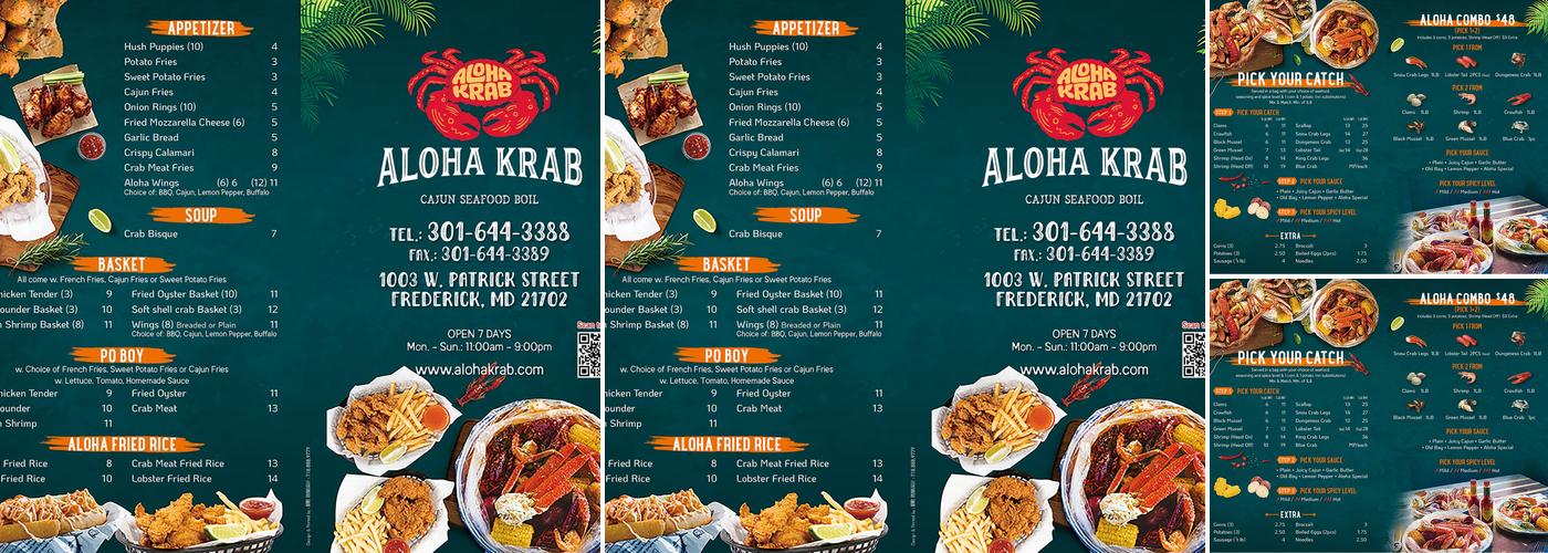 Aloha Krab Menu