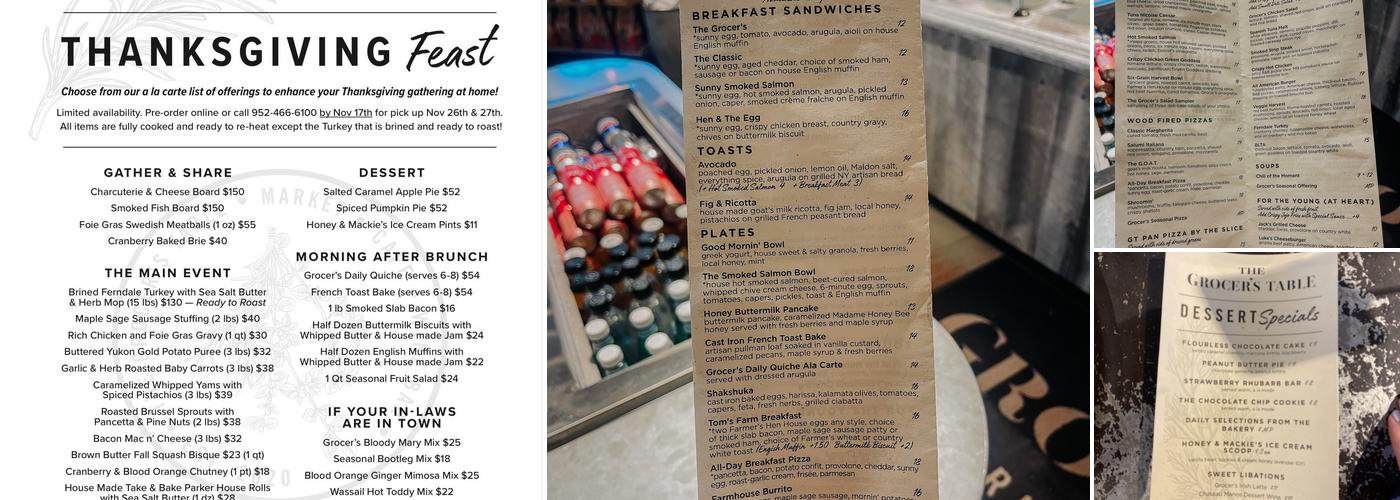 The Grocer's Table Menu