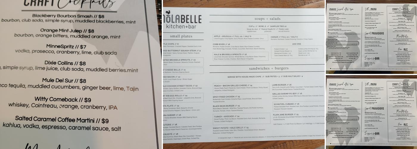 Nolabelle Kitchen + Bar Menu