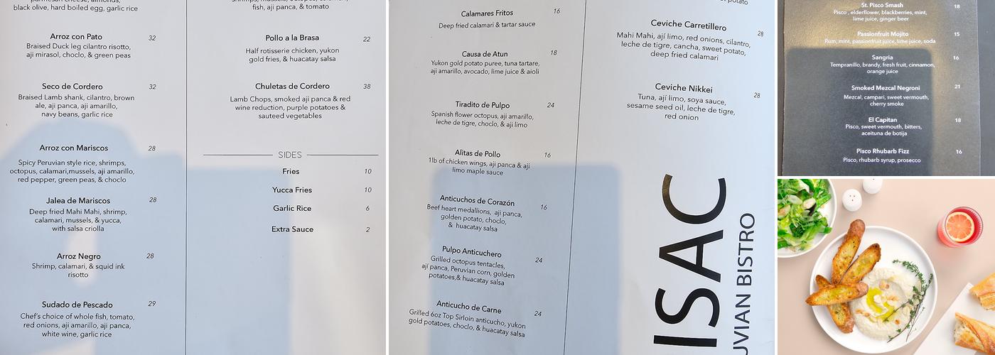 Pisac Peruvian Bistro Menu