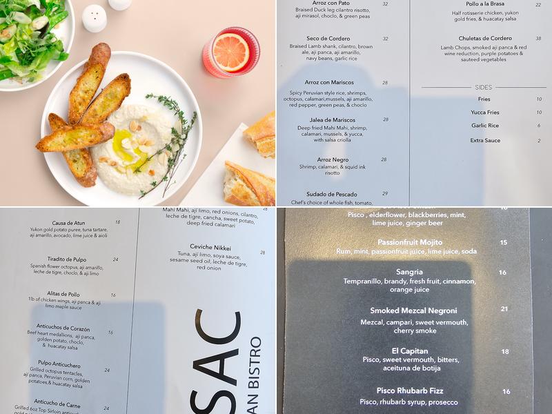 Pisac Peruvian Bistro Menu