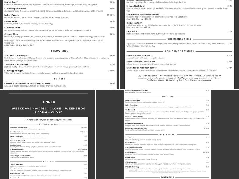 STIR Menu