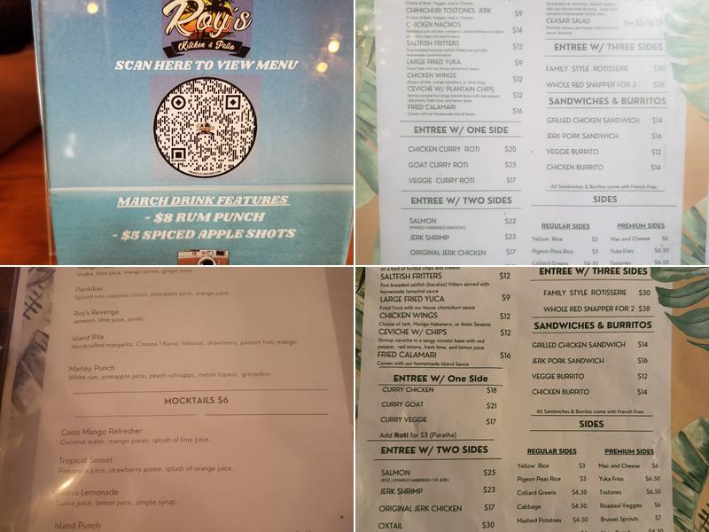 Roy's Kitchen & Patio Menu