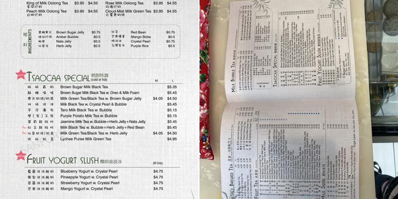 Tsaocaa Menu