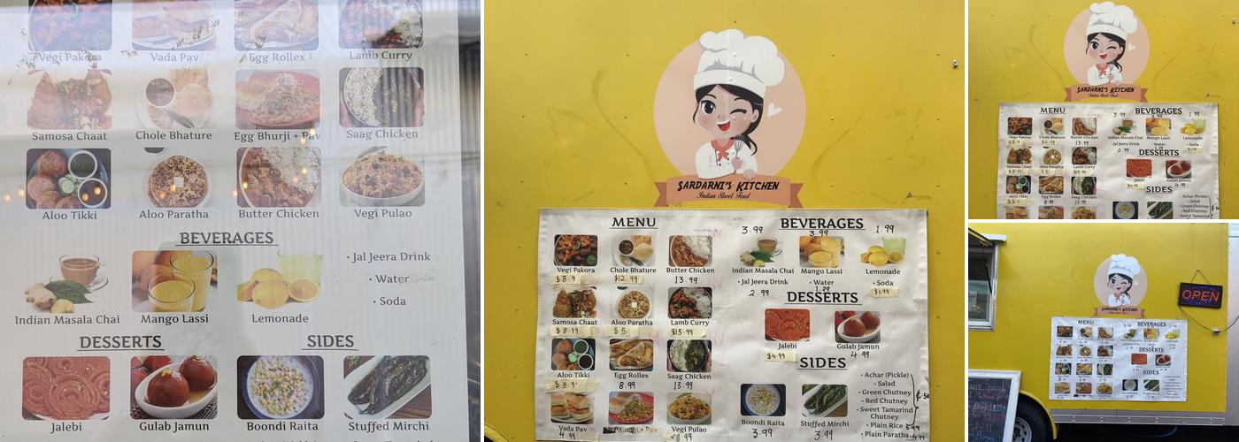 Sardarni's kitchen Menu