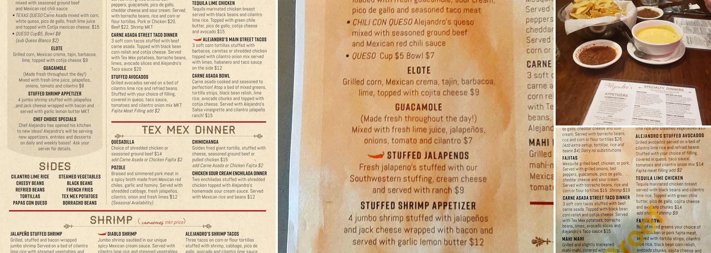 Alejandro's Menu