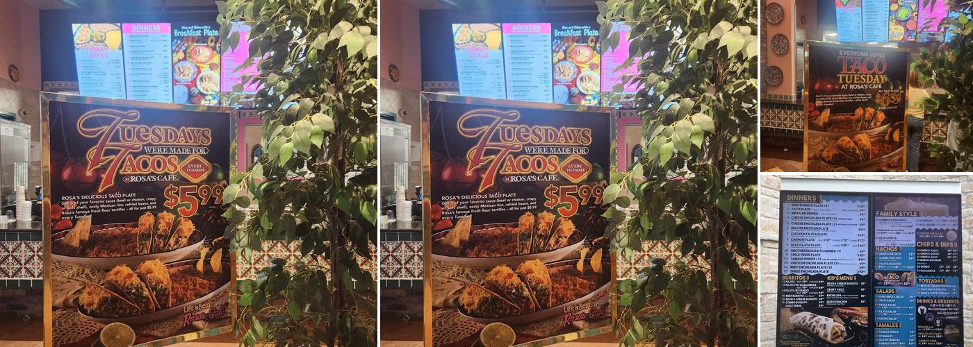 Rosa's Café & Tortilla Factory Menu