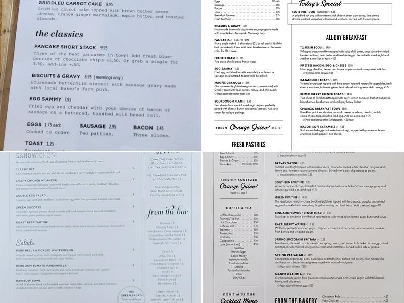Magpie Diner Menu