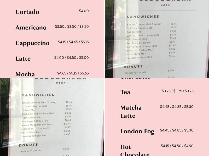 Cloudbreak Café Menu
