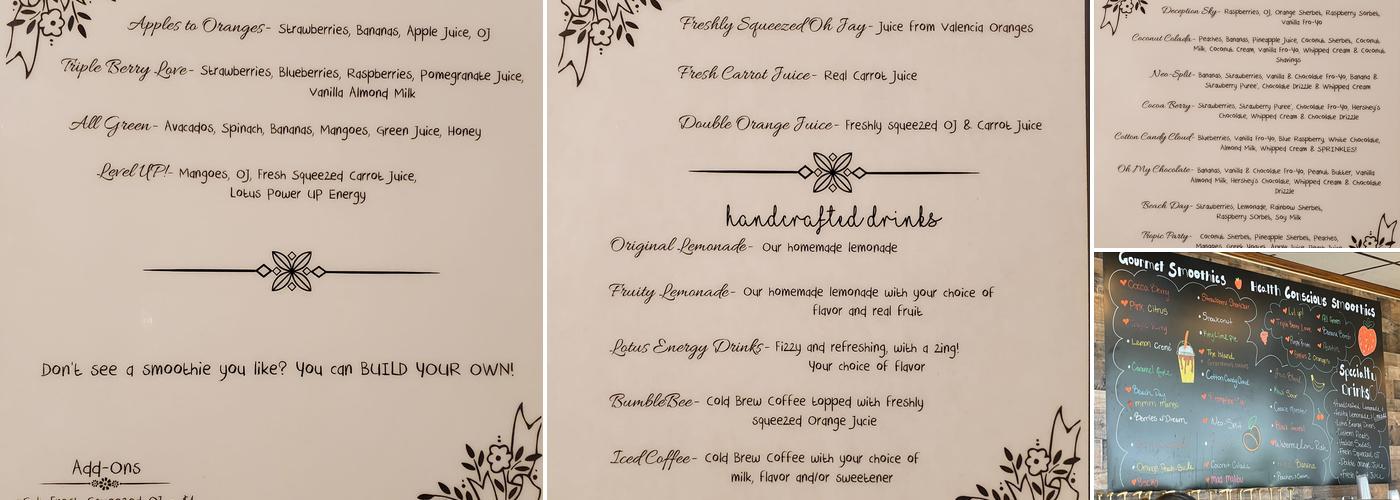 Berry Bay Smoothies Menu