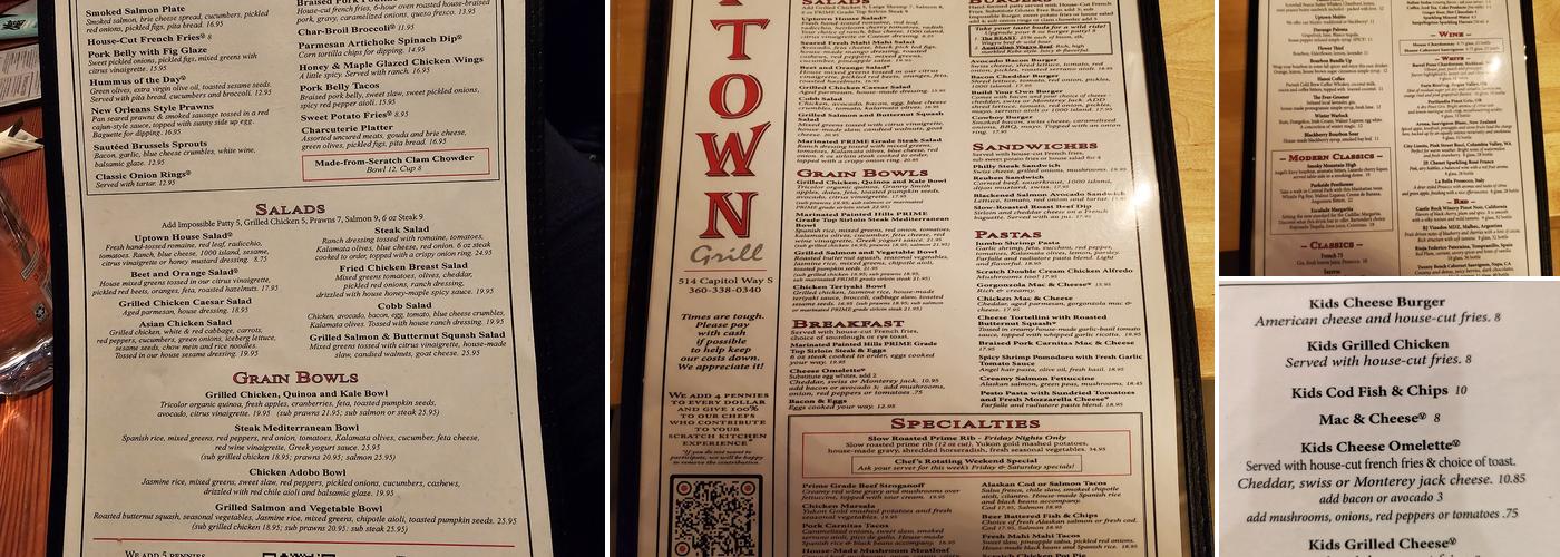Uptown Grill Menu
