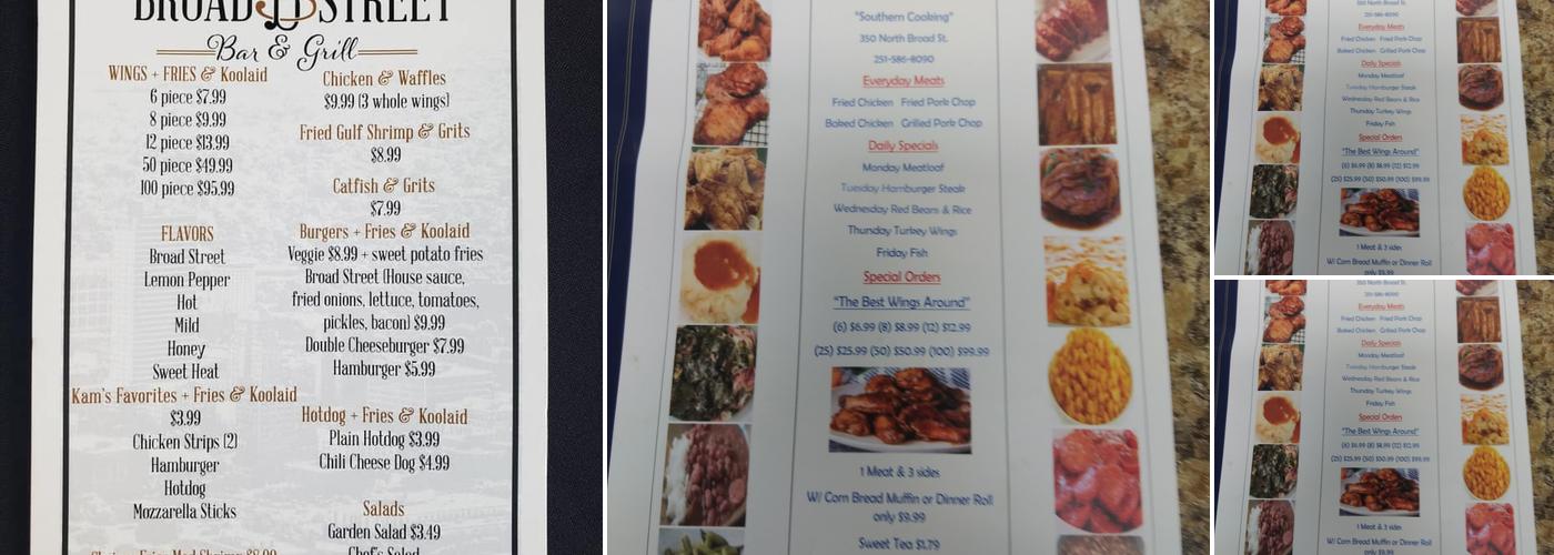 Broad Street Bar and Grill Menu
