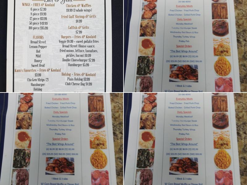Broad Street Bar and Grill Menu
