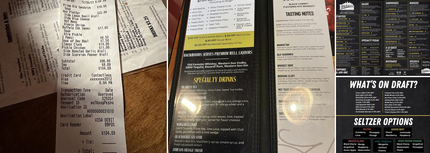 Backwoods Bar & Grill Menu