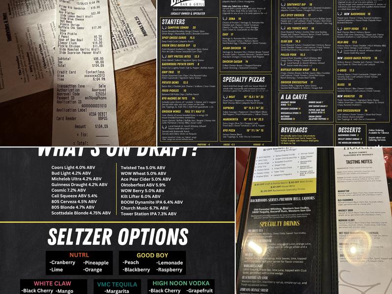 Backwoods Bar & Grill Menu