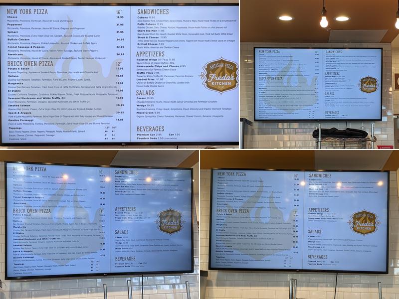 Freda's Pizza Menu
