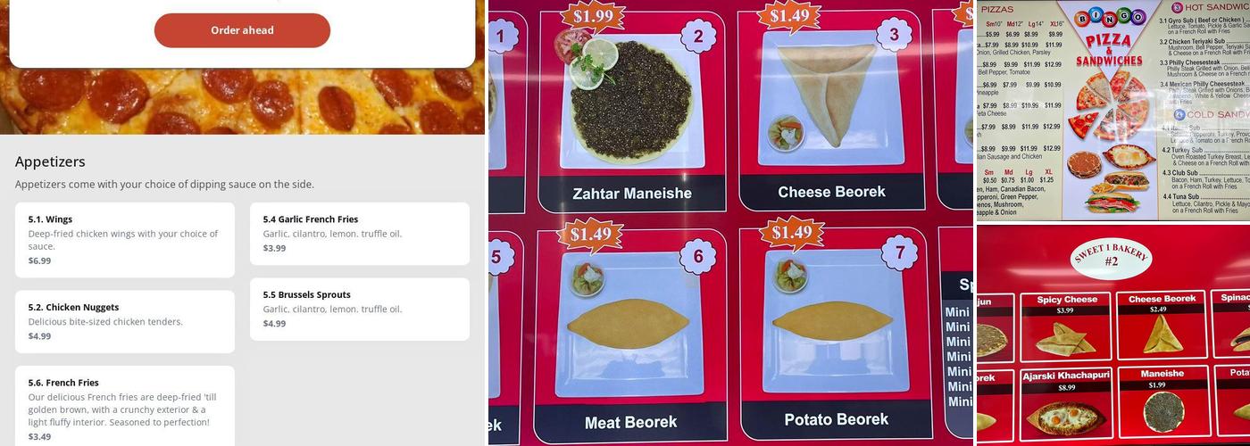 SWEET 1 BAKERY #2 - BINGO PIZZA & SANDWICHES Menu