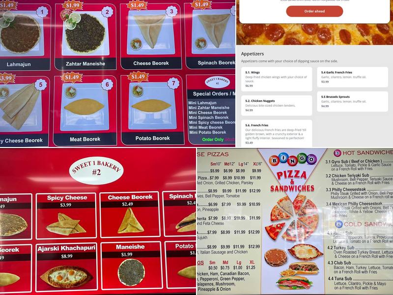 SWEET 1 BAKERY #2 - BINGO PIZZA & SANDWICHES Menu