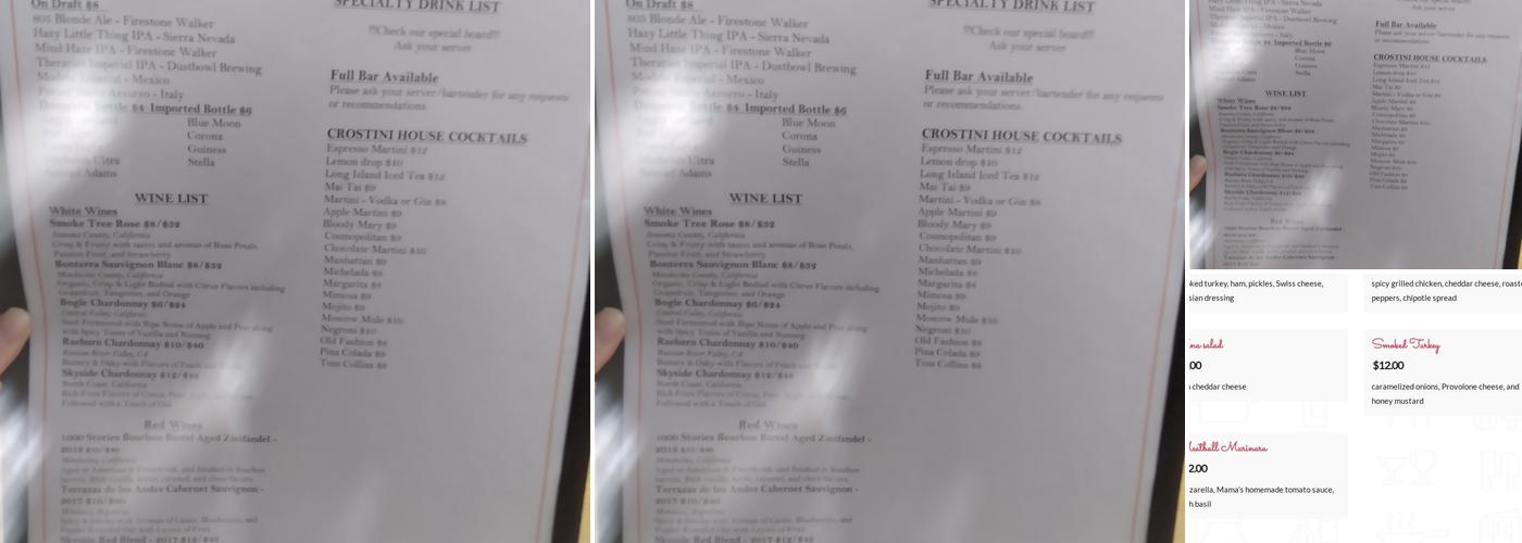 Crostini Restaurant Menu