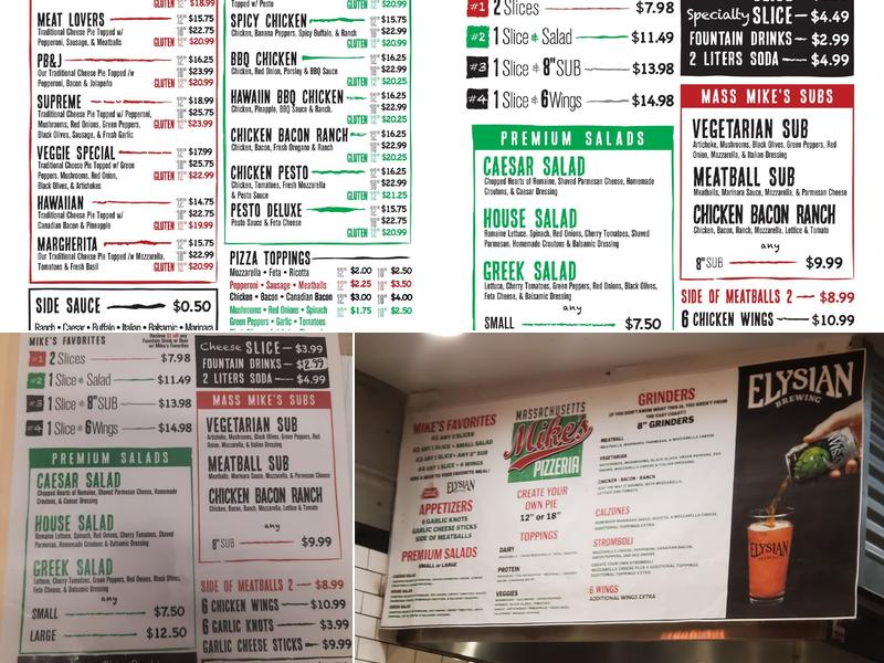 Massachusetts Mike's Pizzeria Menu