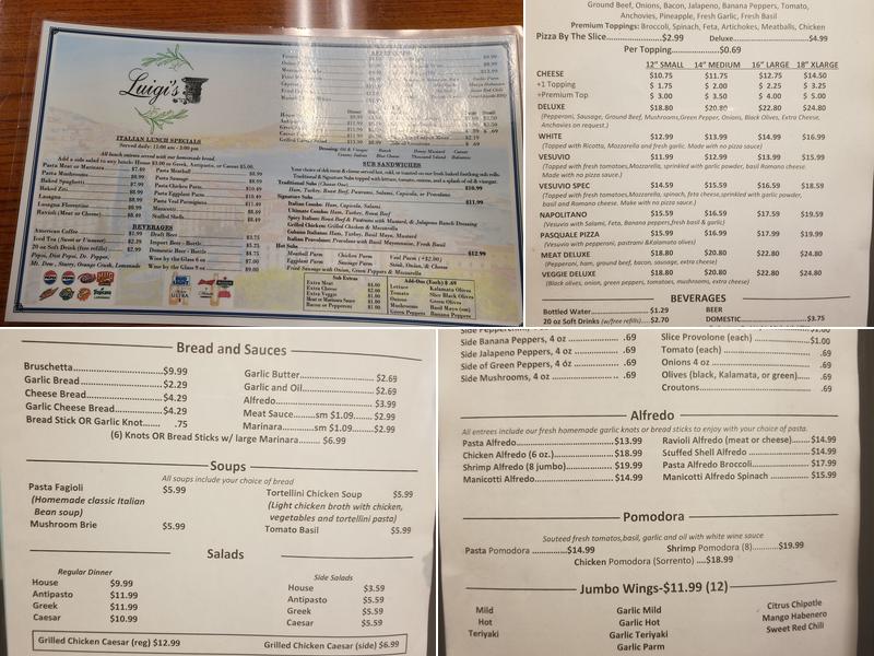 Luigi's Italian Restaurant Menu