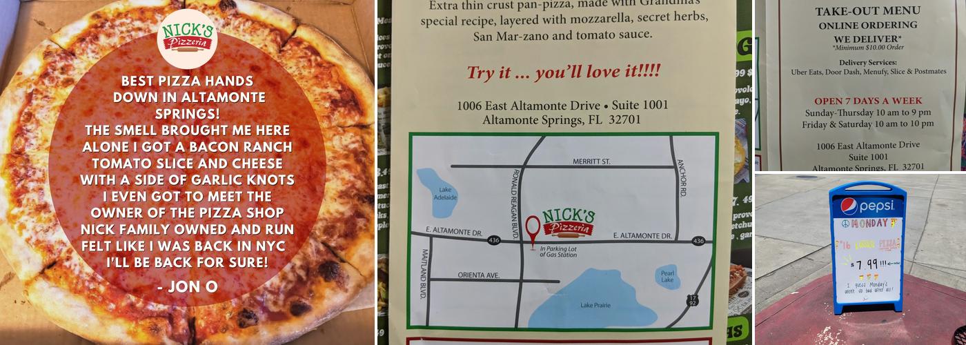 Nick's Pizzeria Menu