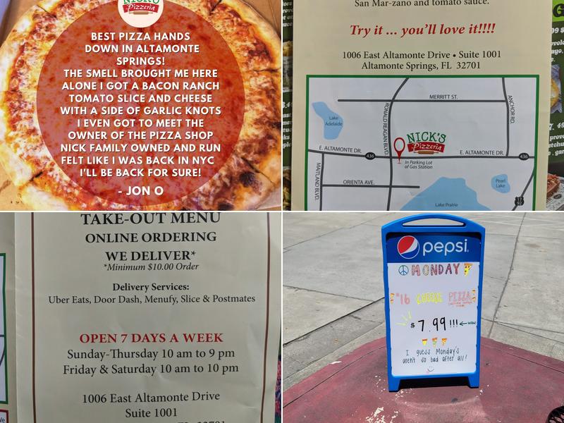 Nick's Pizzeria Menu