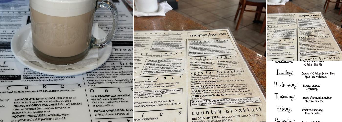 Maple House Cafe Menu