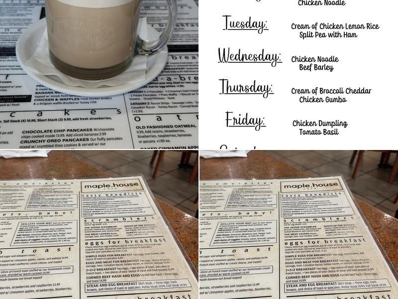 Maple House Cafe Menu