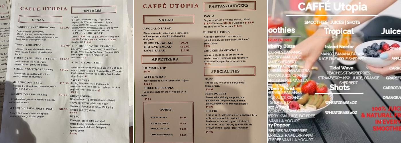 Caffe Utopia Menu