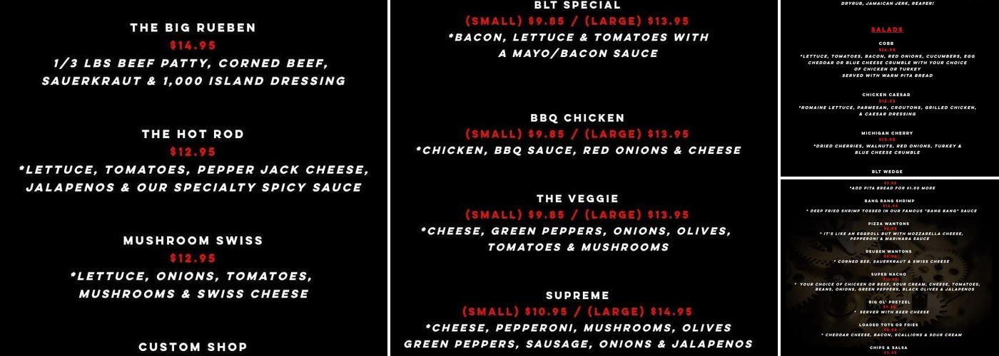 Motor Cafe Menu