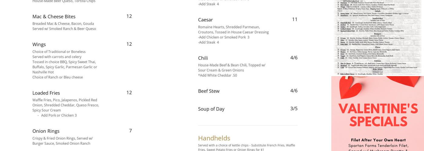 Brick Haus Brews Menu