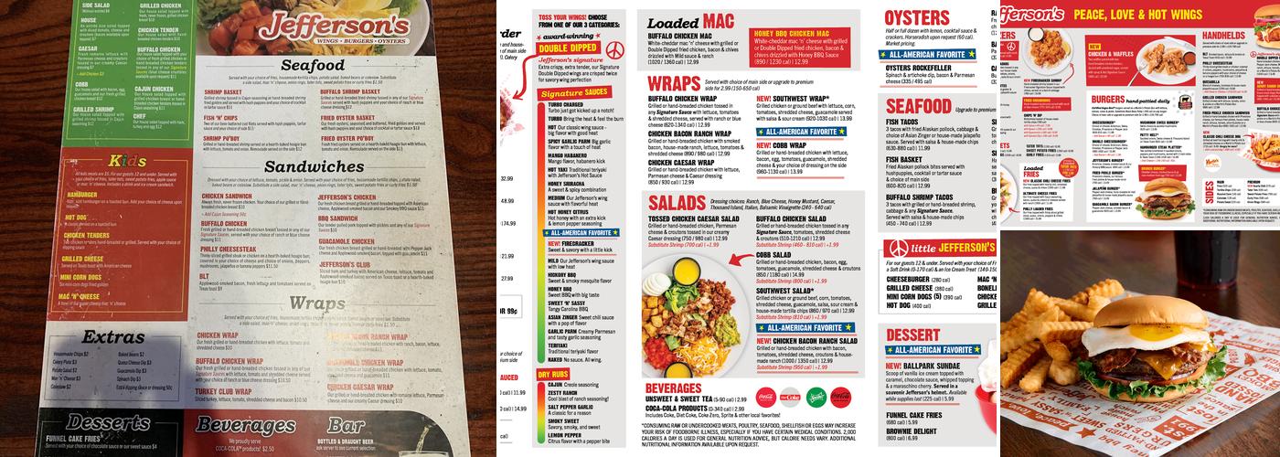 Jefferson's Menu