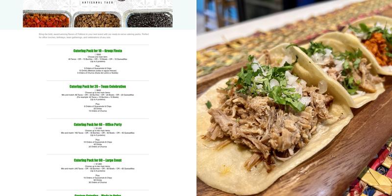 Folklore Artisanal Taco Menu