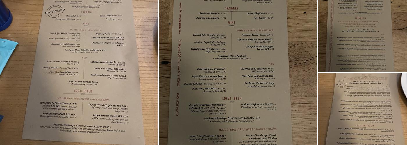 Mercato Roman Pizza Menu