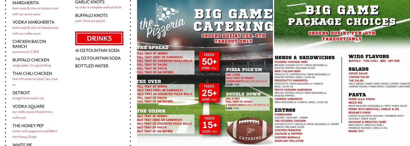 The Pizzeria of Lake Grove Menu