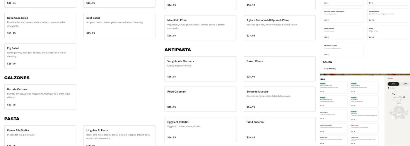 Patsy's Pizzeria Menu