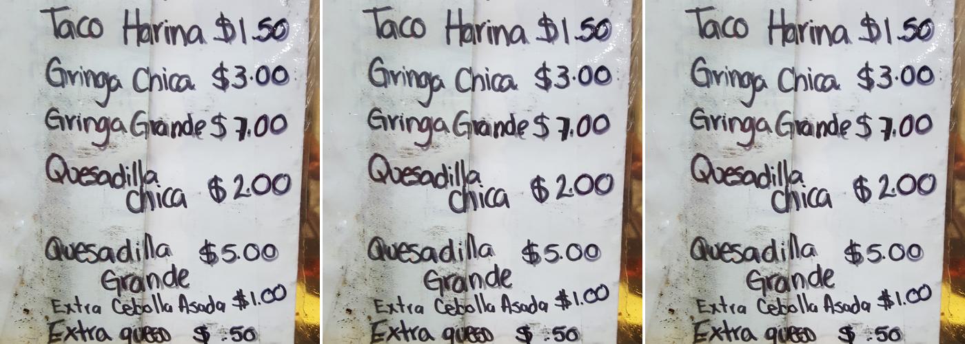 Taqueria Los Reales Menu