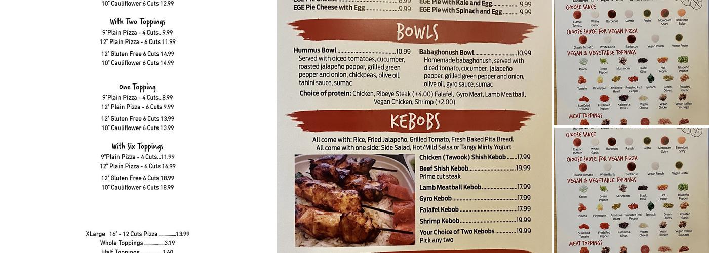 EGE Mediterranean Menu