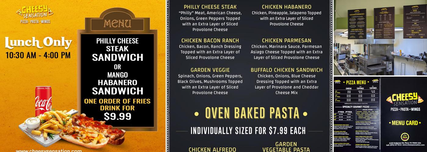 Cheesy Sensation $ (Pizza, Pasta, Sandwiches And Wings) Menu