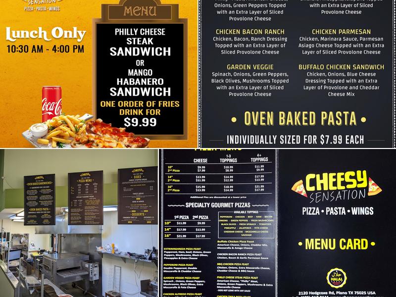 Cheesy Sensation $ (Pizza, Pasta, Sandwiches And Wings) Menu