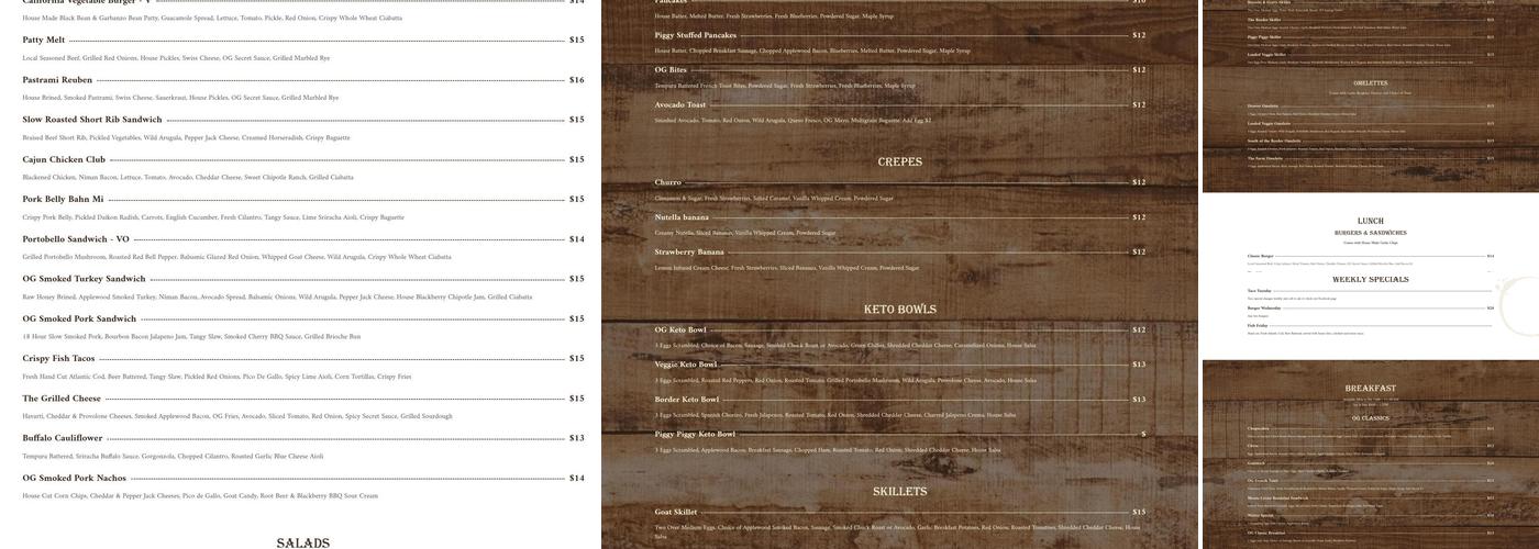 OG Cafe Menu