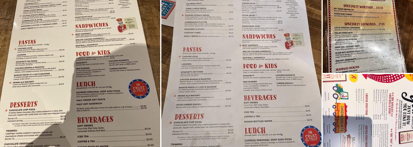 Lou Malnati's Pizzeria Menu