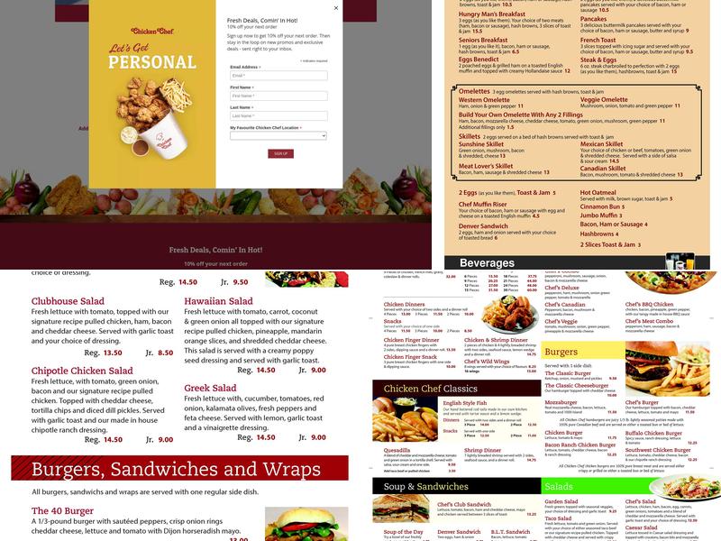 Chicken Chef Brandon Menu