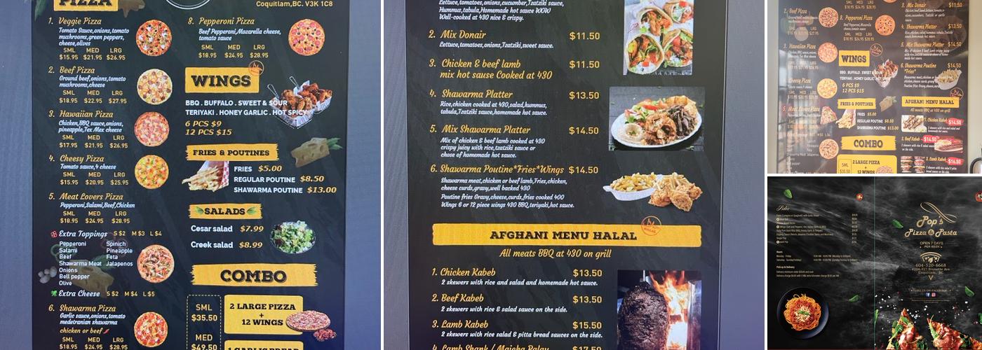 Pop's Pizza & Pasta Menu