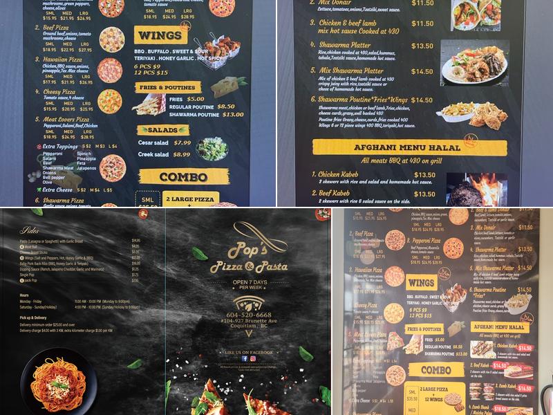 Pop's Pizza & Pasta Menu