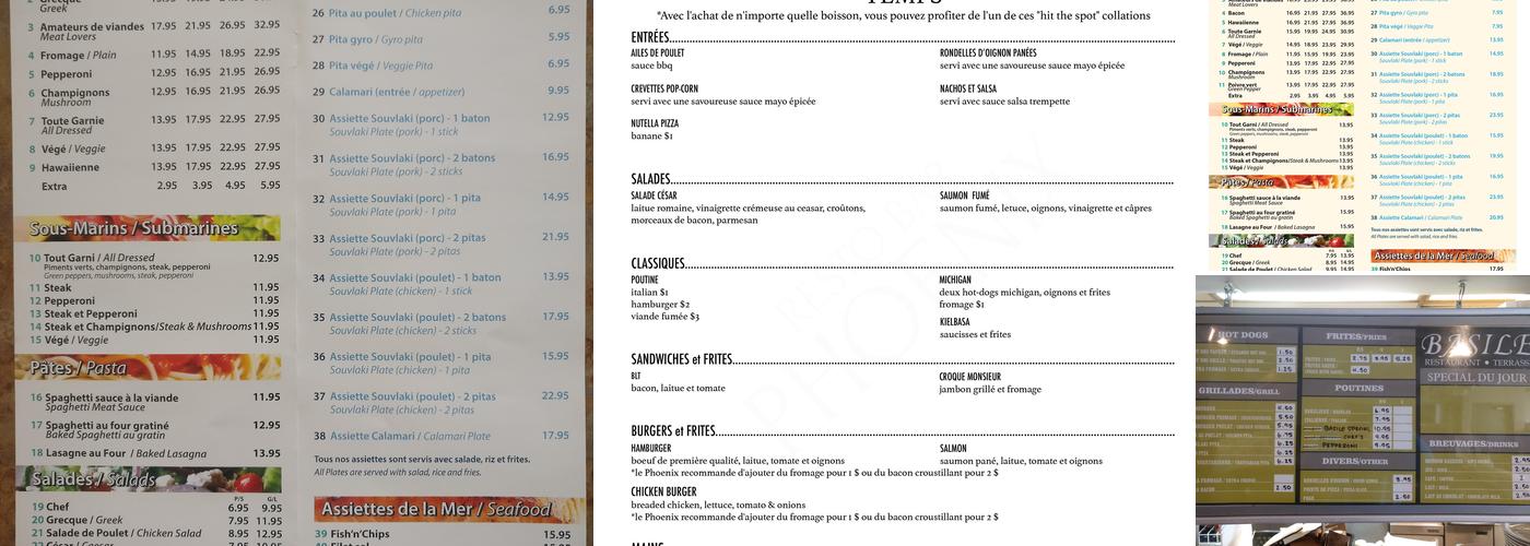 Basile Pizzeria Menu