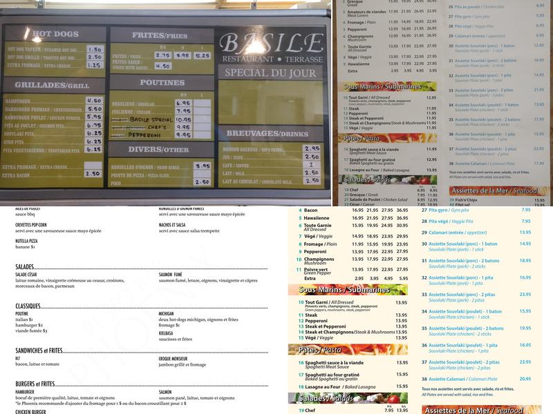 Basile Pizzeria Menu